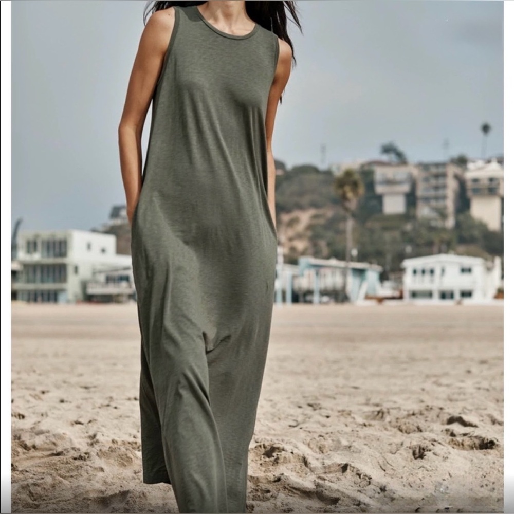 NWT Velvet by Graham & Spencer/Anthro Tank Maxi Dress, Moss Green, MEDIUM